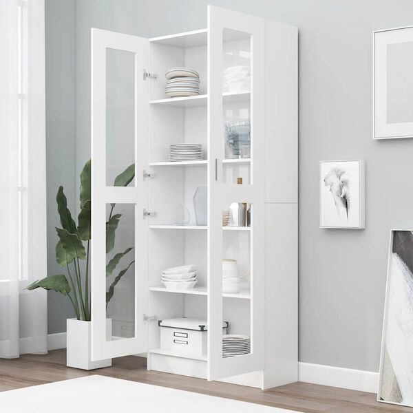 vidaXL Armoire à vitrine Blanc 82,5x30,5x185 cm Bois d'ingénierie