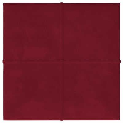 vidaXL Panneaux muraux 12 pcs Rouge bordeaux 30x30 cm Velours 1,08 m²