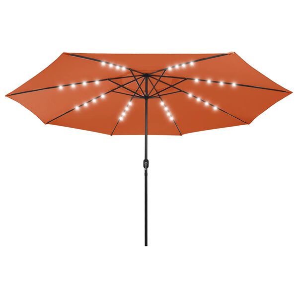vidaXL Parasol de jardin avec lumières LED et mât en métal terre cuite