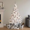 vidaXL Demi-arbre de No&euml;l artificiel pr&eacute;-&eacute;clair&eacute; et boules blanc 180cm