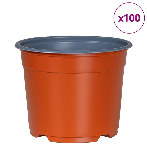 vidaXL Pot &agrave; fleurs rond 100 pcs Terre cuite &Oslash; 15 x 12,5 cm Plastique