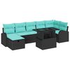 vidaXL Ensemble de canap&eacute; de jardin 8 pc Noir polyrotin