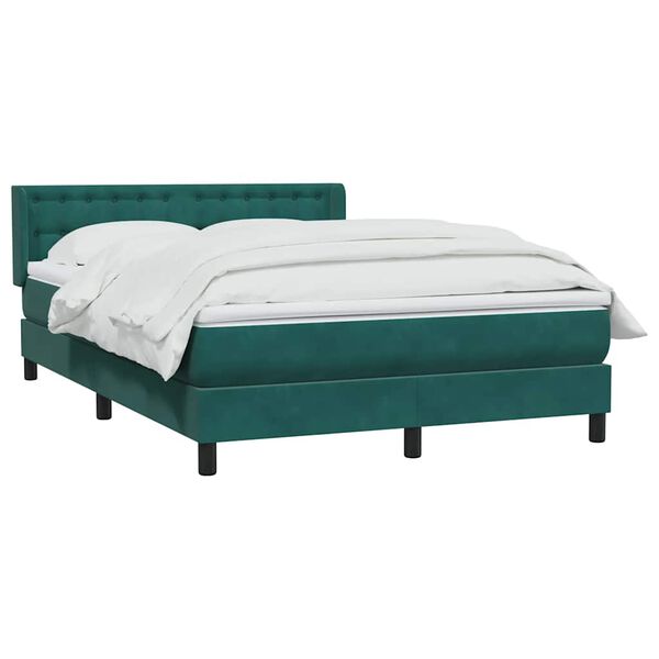 vidaXL Sommier &agrave; lattes de lit et matelas vert fonc&eacute; 140x220cm velours