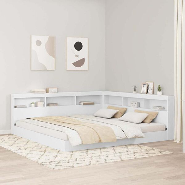 vidaXL T&ecirc;te de lit de rangement Blanc 200 cm Bois d'ing&eacute;nierie