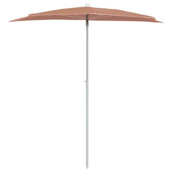 vidaXL Demi-parasol de jardin avec m&acirc;t 180x90 cm terre cuite