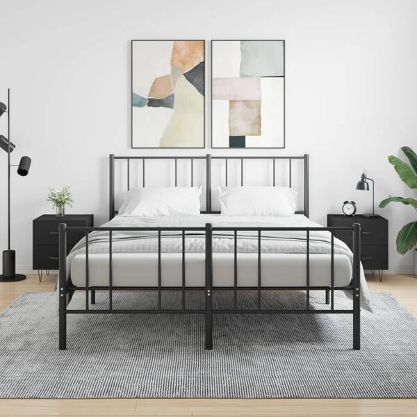 vidaXL Tables de chevet 2 pcs noir 40x35x47,5 cm bois d&rsquo;ing&eacute;nierie