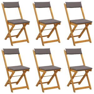 vidaXL Chaises de bistrot d'ext&eacute;rieur 6 pc Gris fonc&eacute;