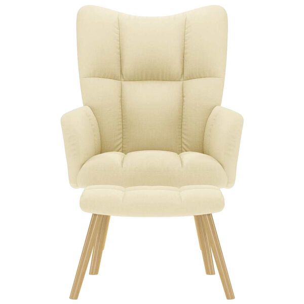 vidaXL Chaise de relaxation avec repose-pied Crème Tissu
