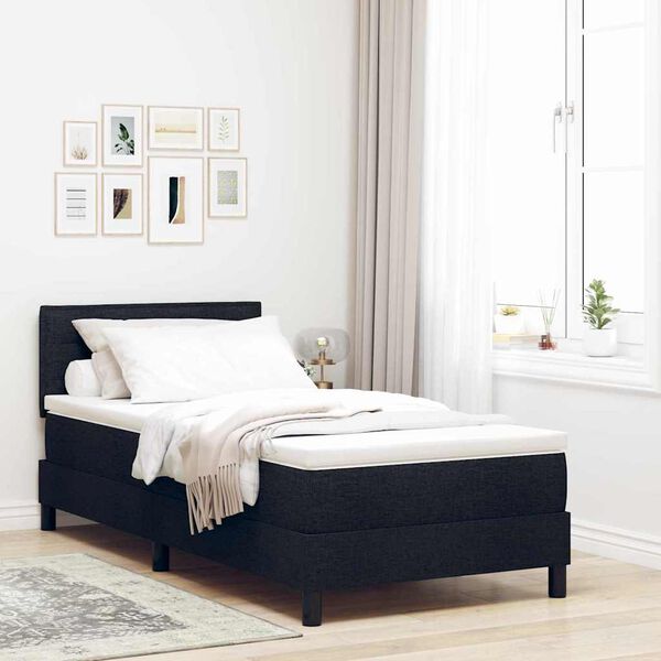 vidaXL Lit &agrave; ressorts avec matelas Noir 80 x 200 cm tissu