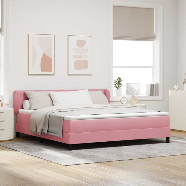 vidaXL Lit &agrave; ressorts avec matelas Rose 180 x 200 cm Velours