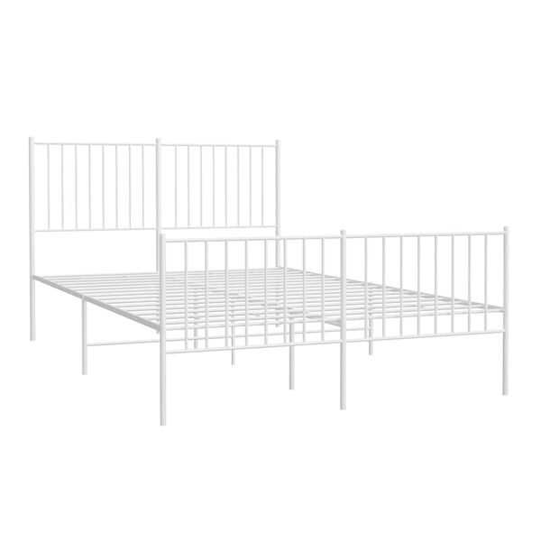 vidaXL Cadre de lit métal sans matelas et pied de lit blanc 135x190 cm