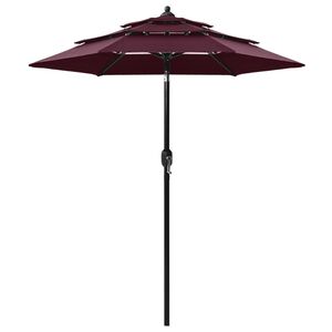 vidaXL Parasol de jardin &agrave; 3 niveaux m&acirc;t en aluminium rouge bordeaux
