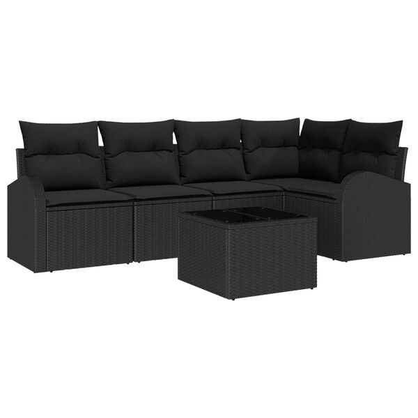 vidaXL Ensemble de Canapés avec coussin 6 pcs Noir polyrotin