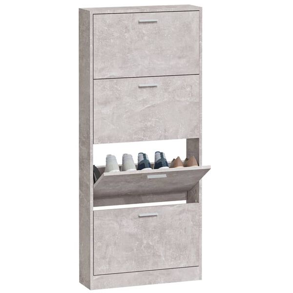 vidaXL Armoire &agrave; chaussures Gris b&eacute;ton 59x17x150 cm Bois d'ing&eacute;nierie