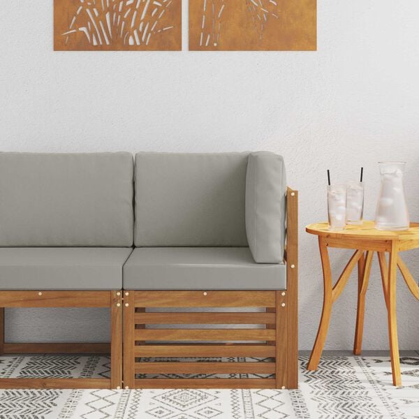 vidaXL Canap&eacute; d'angle ext&eacute;rieur Bois d'Acacia Massif Naturel