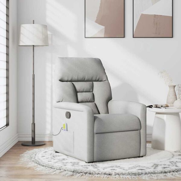 vidaXL Fauteuil de massage inclinable gris nuage tissu