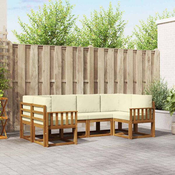 vidaXL Ensemble de canap&eacute;s d'ext&eacute;rieur 6 pcs Naturel et Cr&egrave;me