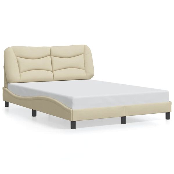 vidaXL Cadre de lit sans matelas Hvar cr&egrave;me 140x190 cm tissu