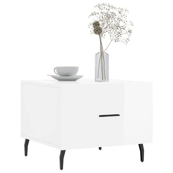 vidaXL Tables basses 2 pcs blanc brillant 50x50x40cm bois d'ing&eacute;nierie