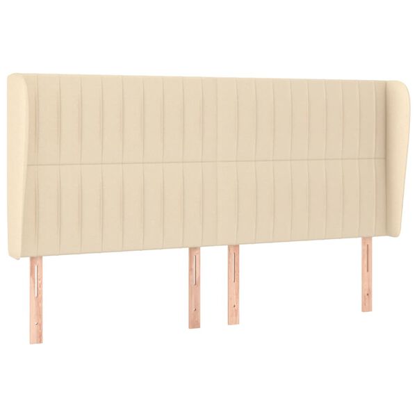 vidaXL T&ecirc;te de lit avec oreilles Cr&egrave;me 203x23x118/128 cm Tissu