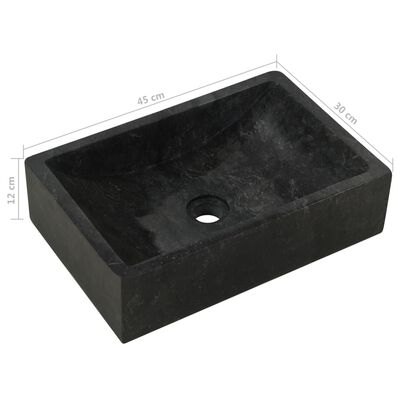vidaXL Armoire de toilette Teck solide avec lavabos en marbre Noir
