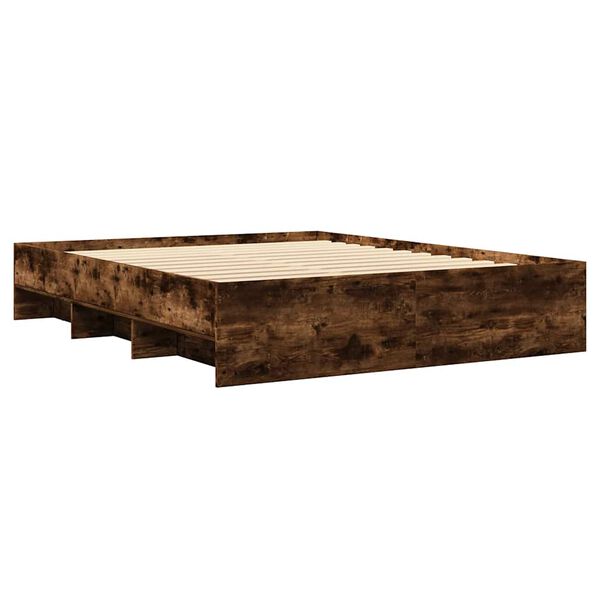 vidaXL Cadre de lit sans matelas ch&ecirc;ne fum&eacute; 150x200 cm bois ing&eacute;nierie