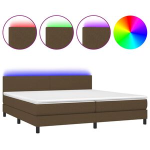 vidaXL Sommier &agrave; lattes de lit matelas et LED Marron fonc&eacute; 200x200 cm