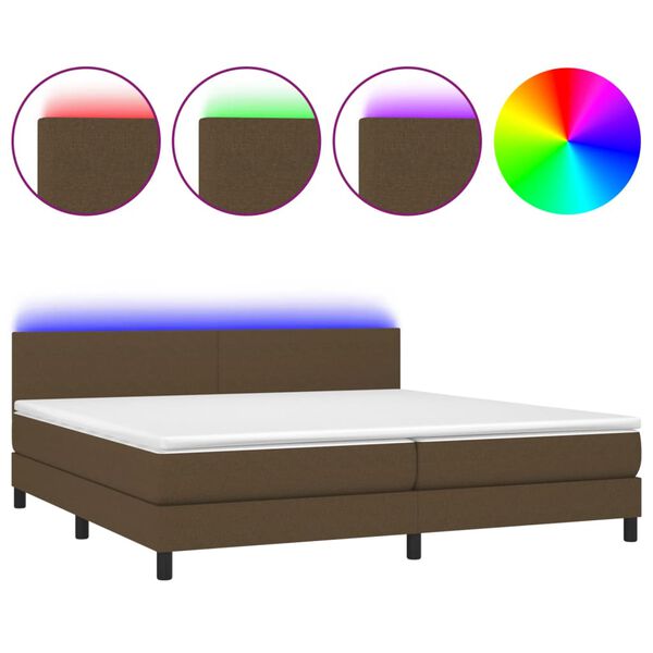 vidaXL Sommier &agrave; lattes de lit matelas et LED Marron fonc&eacute; 200x200 cm