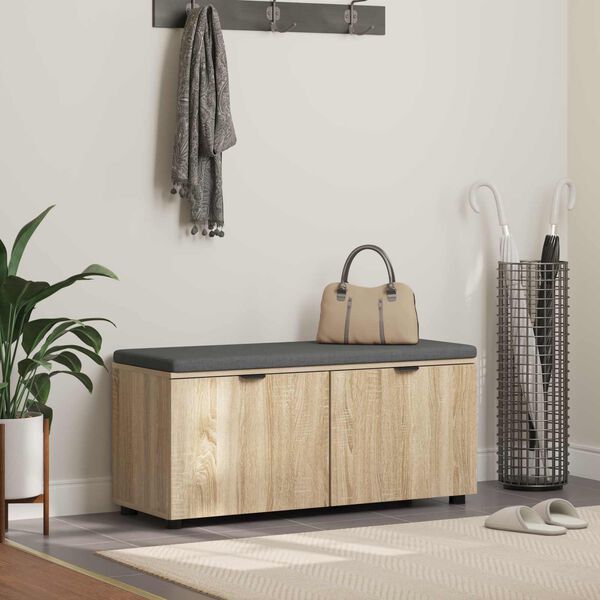 vidaXL Banc d'entr&eacute;e avec coussin Ch&ecirc;ne Sonoma 100 x 38 x 46 cm