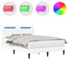 vidaXL Cadre de lit avec bandes LED Blanc 120 x 190 cm Simili cuir