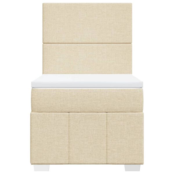 vidaXL Sommier &agrave; lattes de lit avec matelas Cr&egrave;me 90x200 cm Tissu