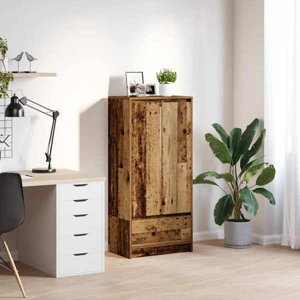 vidaXL Armoire avec tiroir vieux bois 55,5x34x119,5 cm bois ing&eacute;nierie