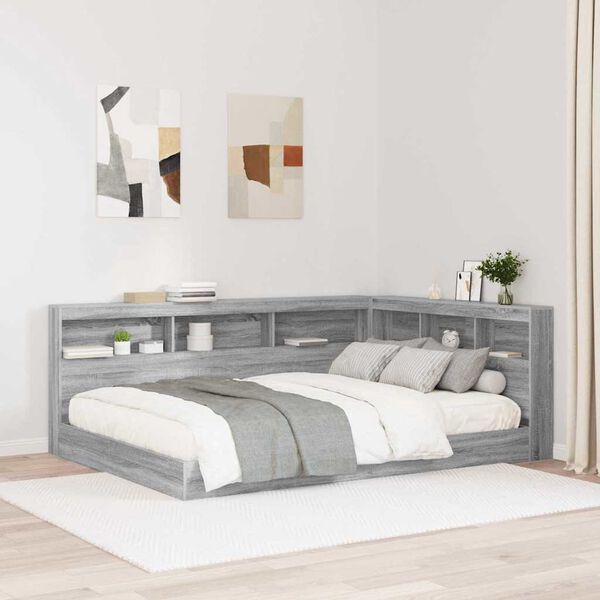vidaXL T&ecirc;te de lit de rangement Gris Sonoma 140 cm Bois d'ing&eacute;nierie