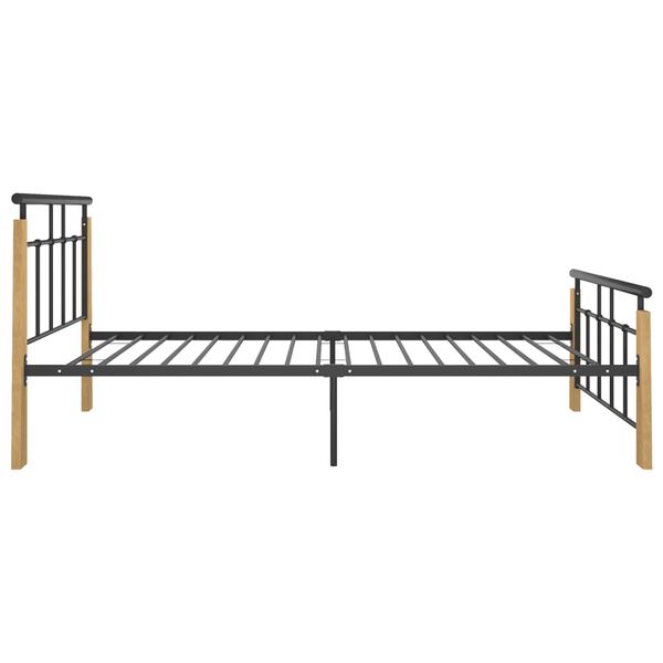 vidaXL Cadre de lit sans matelas m&eacute;tal bois de ch&ecirc;ne massif 90x200 cm