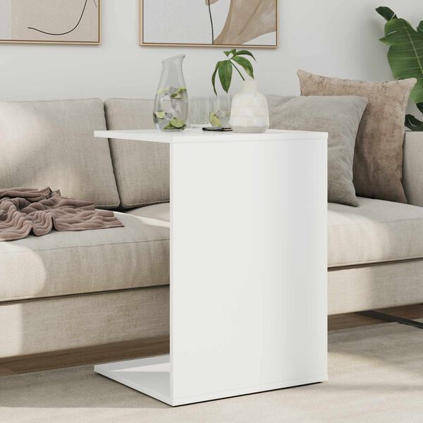 vidaXL Table d'appoint Blanc 45 x 40 x 62,5 cm Bois d'ing&eacute;nierie