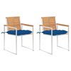 vidaXL Chaises de jardin avec coussins lot de 2 Teck solide et acier