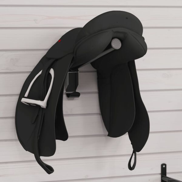 vidaXL Porte-selle pliable mural noir fer