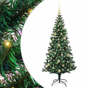 vidaXL Sapin de No&euml;l artificiel pr&eacute;-&eacute;clair&eacute; Vert 150 cm PVC et m&eacute;tal