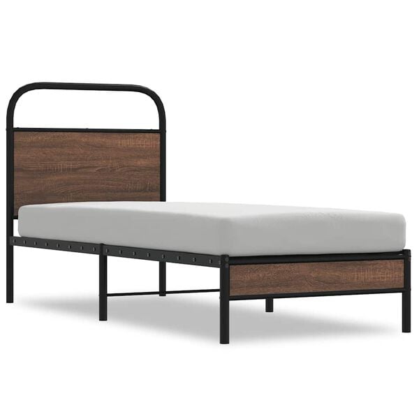 vidaXL Cadre de lit sans matelas 75x190cm ch&ecirc;ne marron bois ing&eacute;nierie