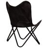 vidaXL Chaise papillon noir taille pour enfants cuir véritable
