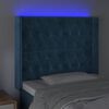vidaXL T&ecirc;te de lit &agrave; LED Bleu fonc&eacute; 103x16x118/128 cm Velours