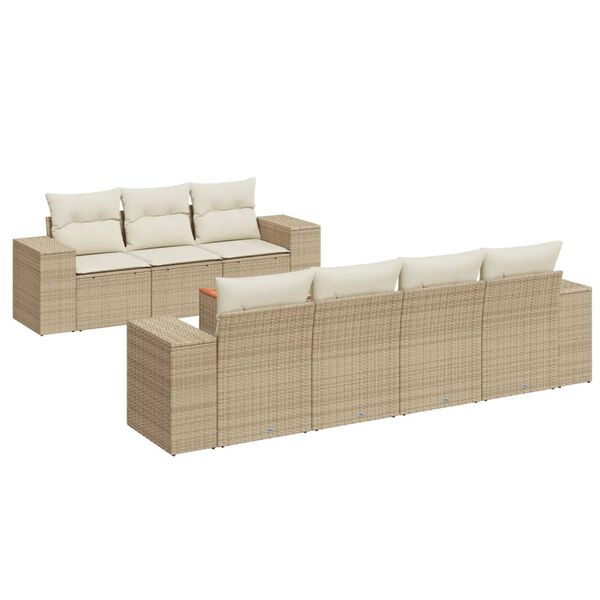 vidaXL Salon de jardin avec coussins 8 pcs beige r&eacute;sine tress&eacute;e