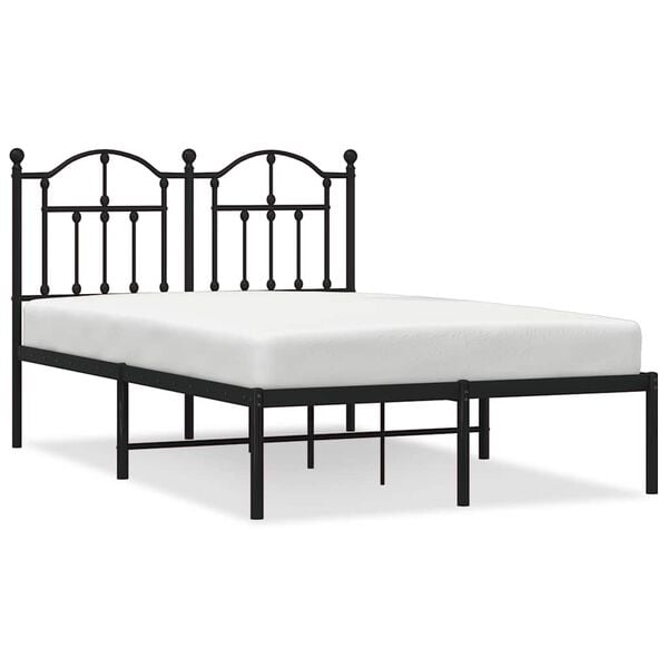 vidaXL Cadre de lit m&eacute;tal sans matelas avec t&ecirc;te de lit noir 120x190cm
