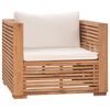 vidaXL Salon de jardin 12 pcs avec coussin cr&egrave;me bois de teck solide