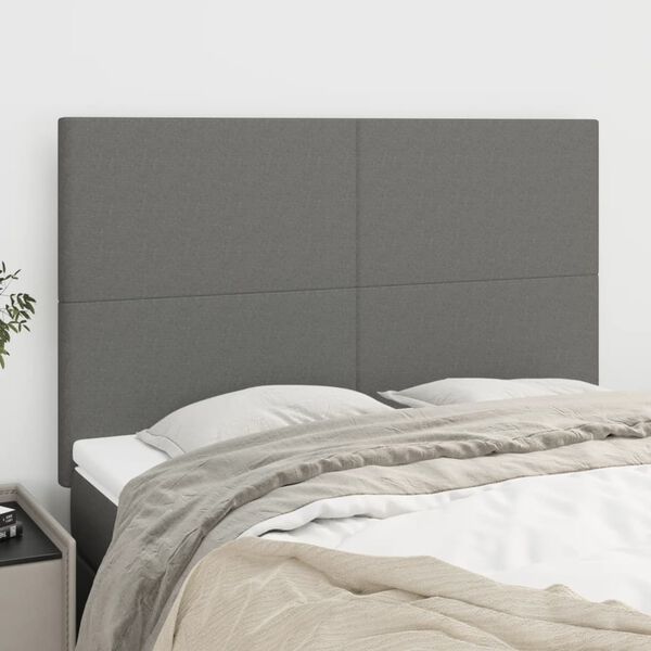 vidaXL T&ecirc;te de lit Gris fonc&eacute; 144 x 5 x 118/128 cm Tissu