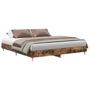 vidaXL Cadre de lit sans matelas ch&ecirc;ne fum&eacute; 160x200 cm bois ing&eacute;nierie