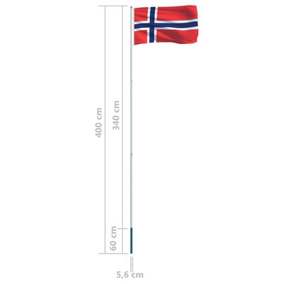 vidaXL Drapeau Norvège et mât en aluminium 4 m