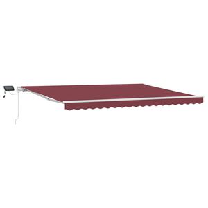 vidaXL Auvent manuel r&eacute;tractable avec LED bordeaux 450x300 cm