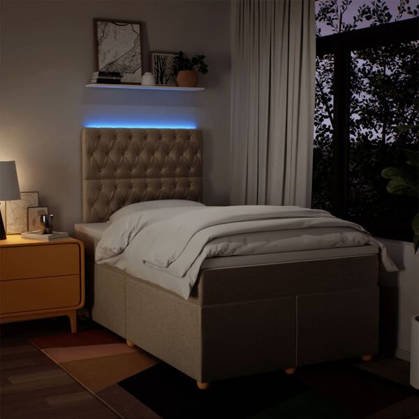 vidaXL Sommier à lattes de lit avec matelas crème 120x190 cm tissu