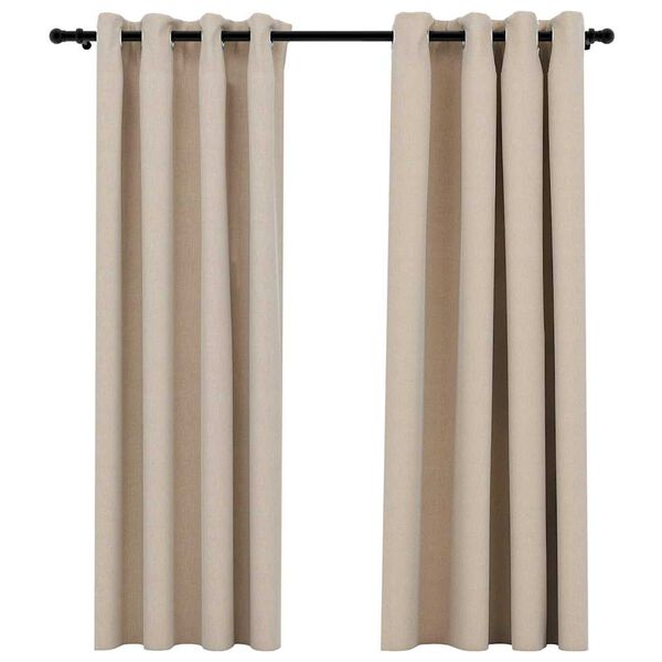 vidaXL Rideaux occultants aspect lin avec &oelig;illets 2pcs beige 140x175cm